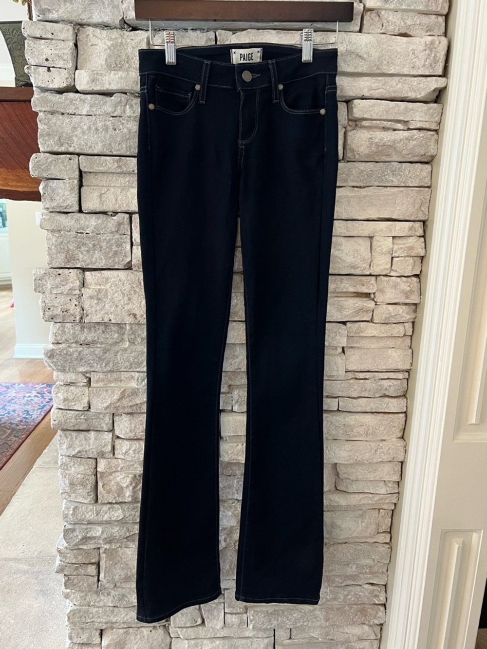 PAIGE Straight Leg Jeans Dark Wash Size 25 Mid Rise Stretch Denim